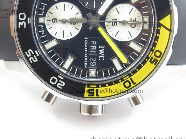 MIROTIME 0305 Aquatimer Chrono IW376702 SS BLS 1:1 Best Edition Black Dial on Black Rubber Strap A WellDesigned 7105